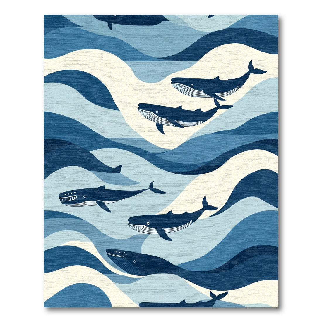 Whales In Blue Ocean Waves Rug