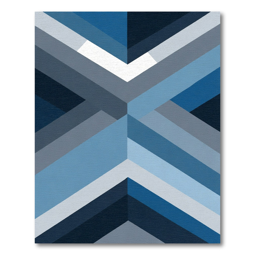 Oceanic Blue Chevron Geometric Layers Rug