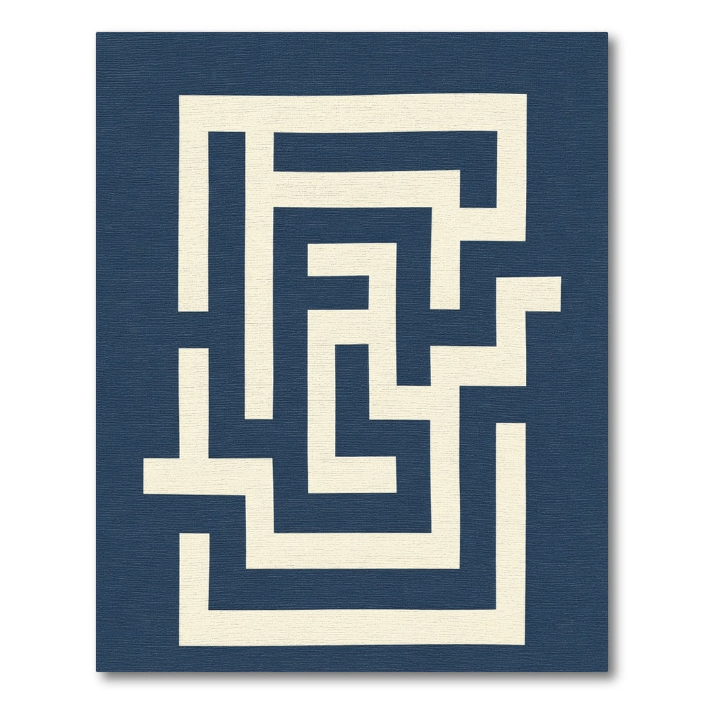 Navy Cream Geometric Maze Rug