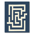 Navy Cream Geometric Maze Rug