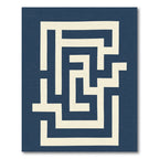 Navy Cream Geometric Maze Rug