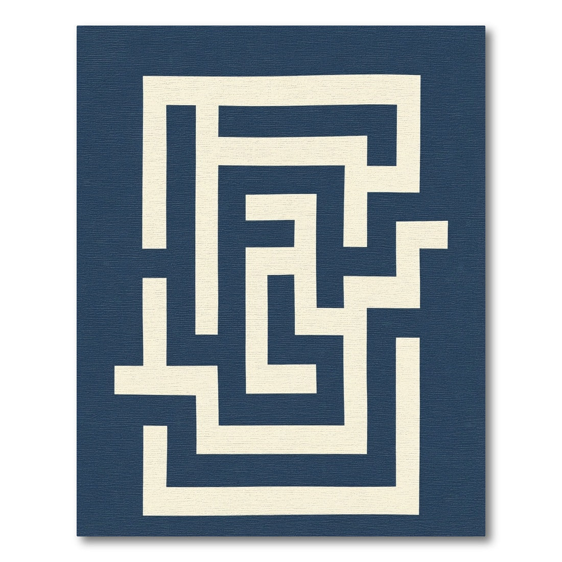 Navy Cream Geometric Maze Rug