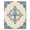 Navy Blue Ornamental Scrollwork Rug