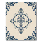 Navy Blue Ornamental Scrollwork Rug