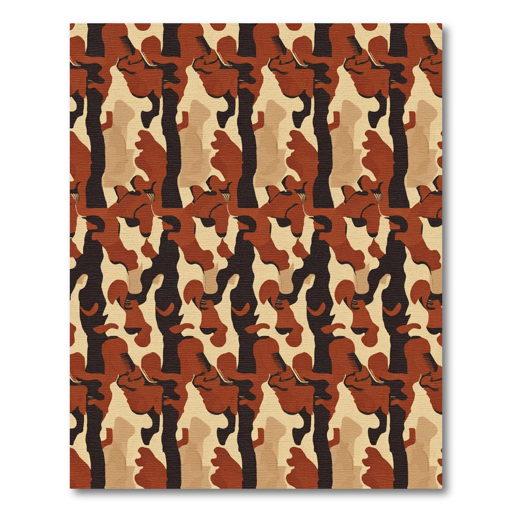 Earthy Red Abstract Camo Rag Rug