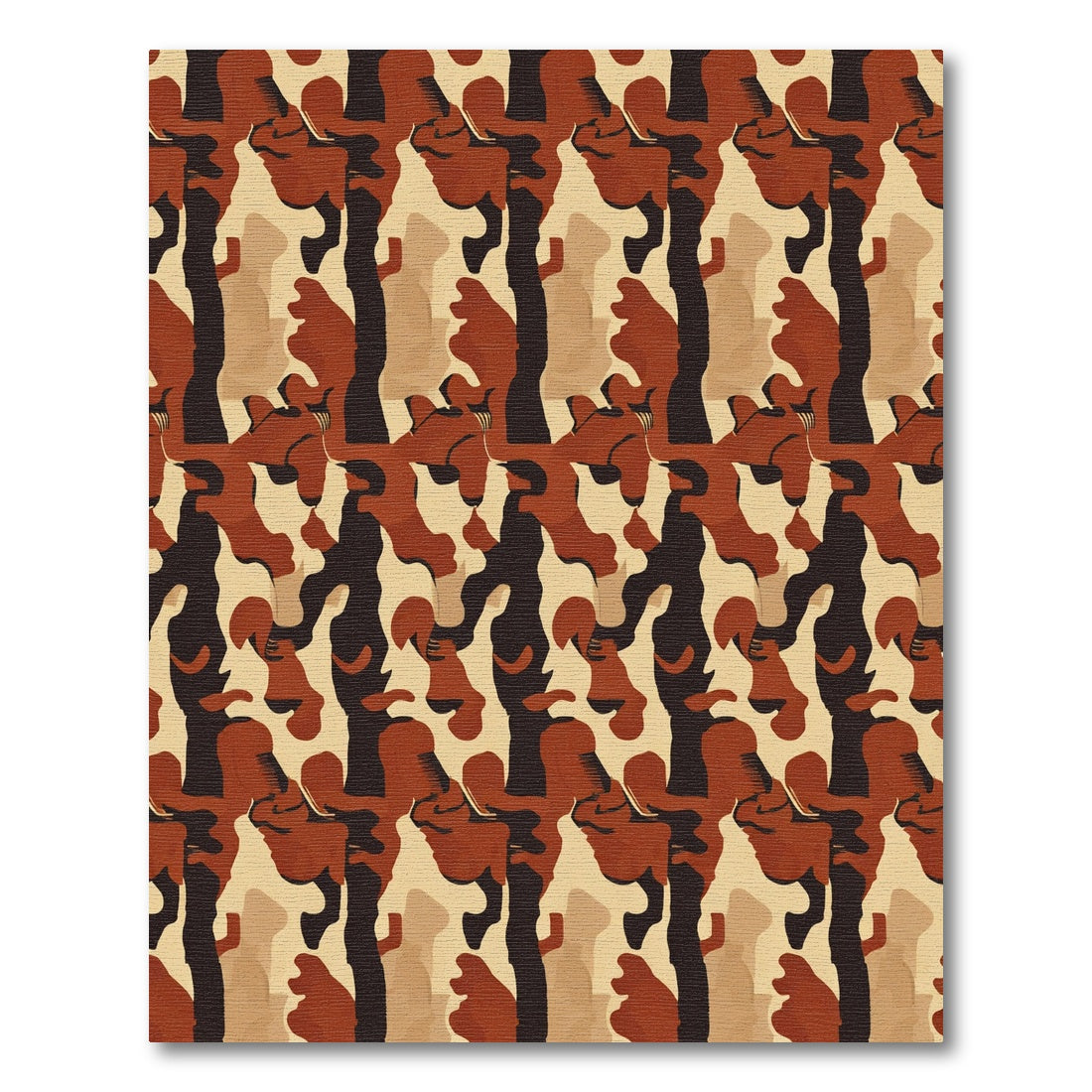 Earthy Red Abstract Camo Rag Rug
