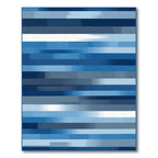 Modern Blue Tonal Horizontal Stripe Rug