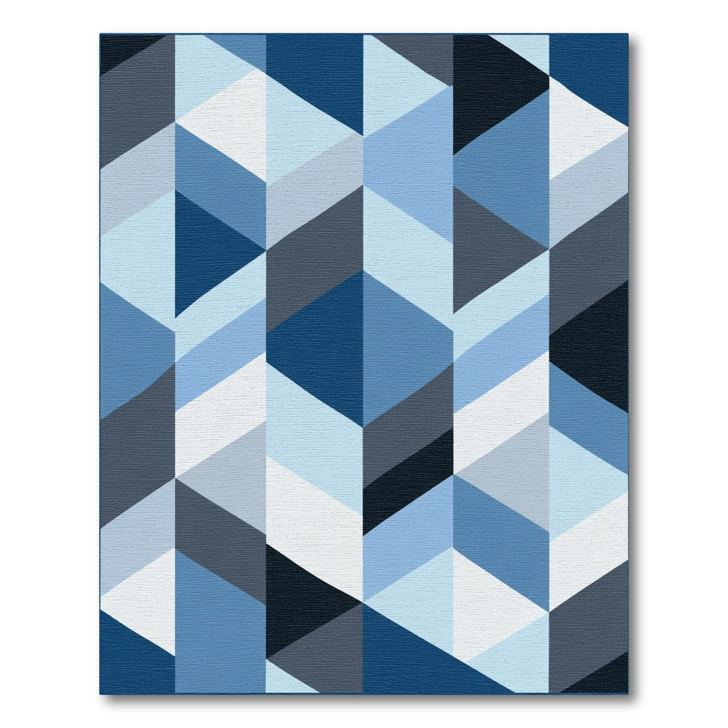 Blue Geometric Chevron AbstractRug Rug