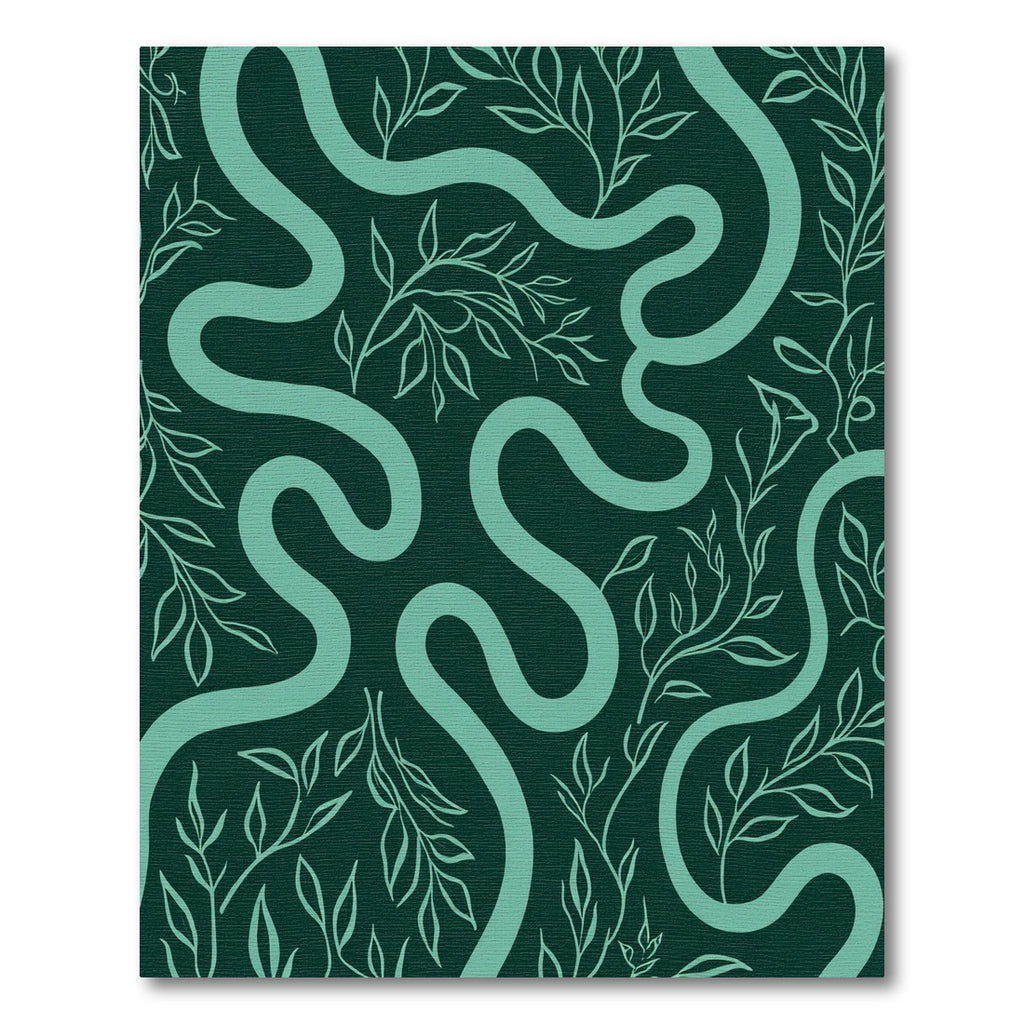 Deep Teal Winding Branch Composition Rug
