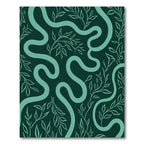 Deep Teal Winding Branch Composition Rug
