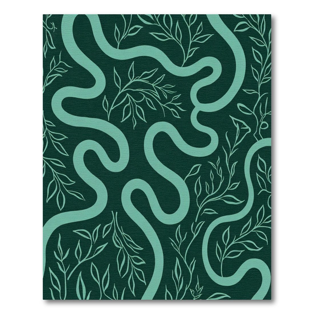 Deep Teal Winding Branch Composition Rug