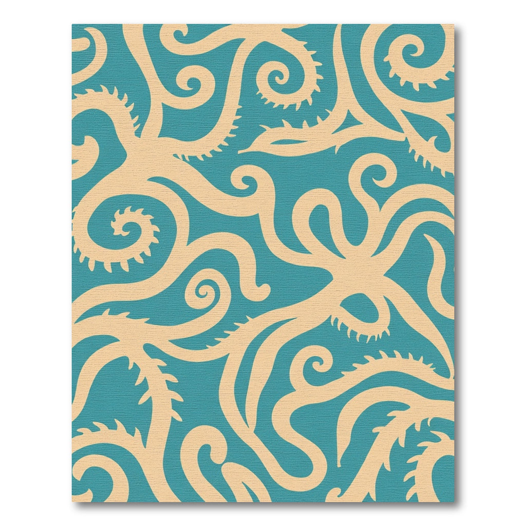 Ivory Teal Swirl Coral Rug