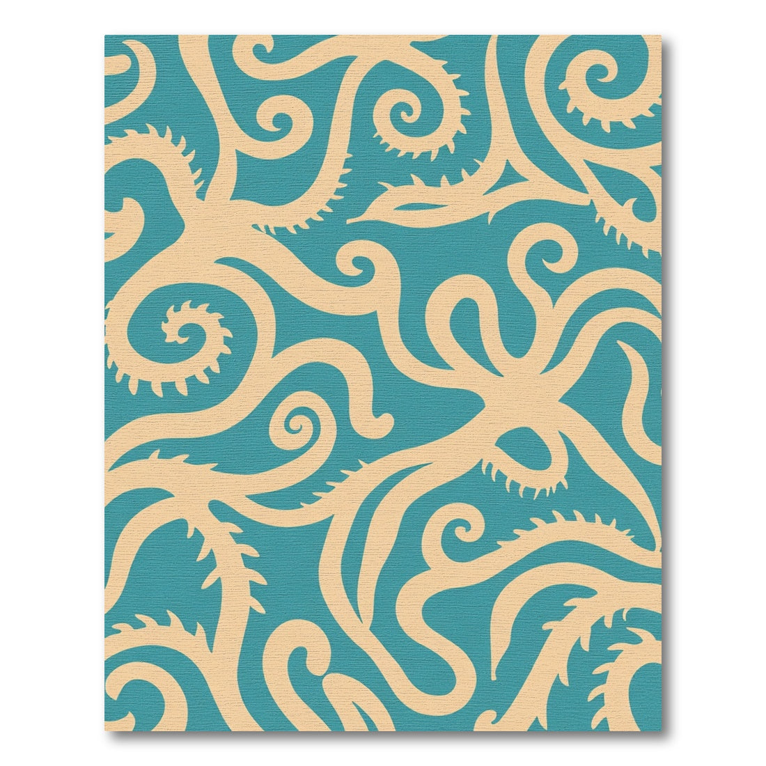 Ivory Teal Swirl Coral Rug