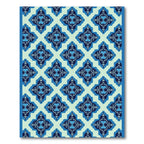 Dark Blue Geometric Tile Rug