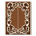 Cream Swirl Border Brown Rug