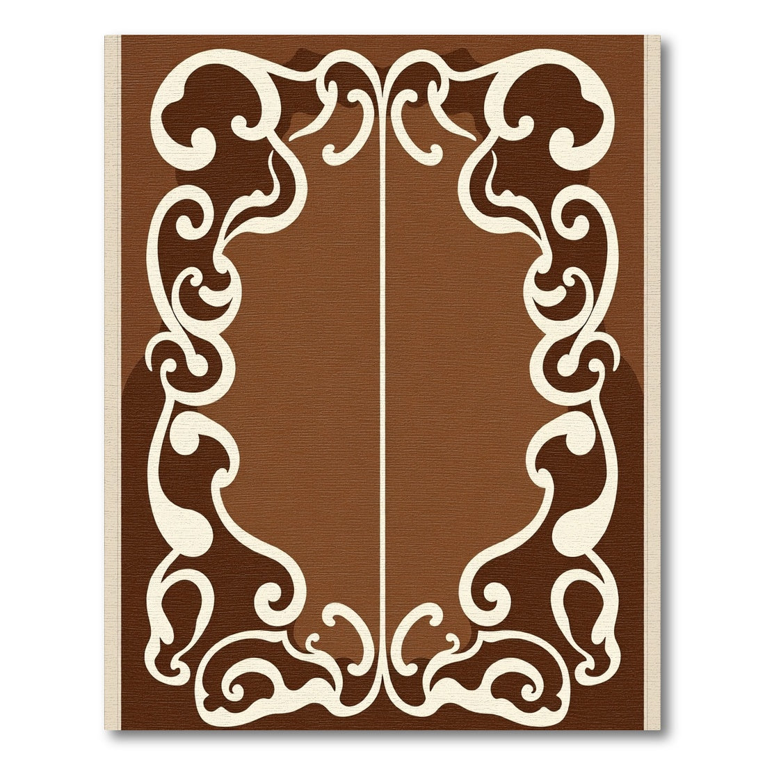 Cream Swirl Border Brown Rug