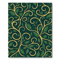 Elegant Gold Green Leaf Swirls Rug