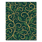Elegant Gold Green Leaf Swirls Rug