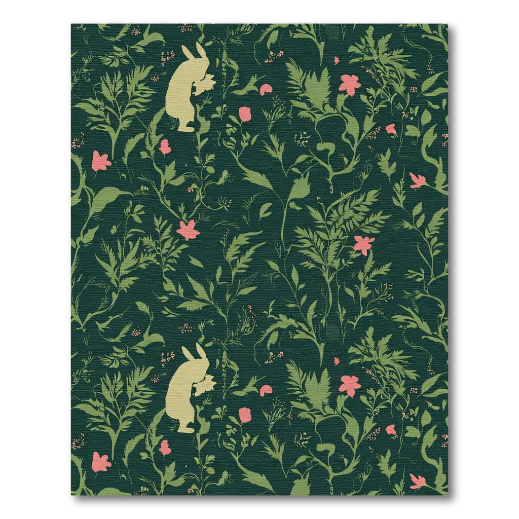 Whimsical Beige Bunny Emerald Garden Rug
