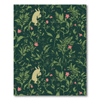 Whimsical Beige Bunny Emerald Garden Rug