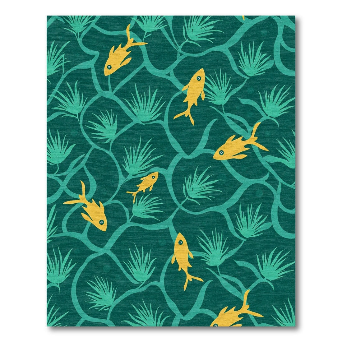 Yellow Fish Teal Ocean Vines Rug