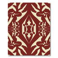 Crimson Cream Symmetric Damask Rug