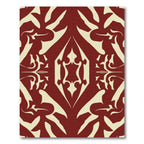 Crimson Cream Symmetric Damask Rug