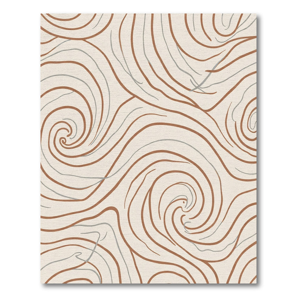 Earthy Tone Swirl Curved Lines Rug