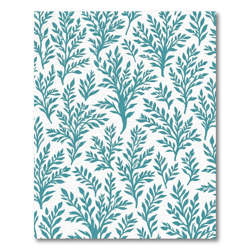 Teal Leafy Branch Repeats Rug