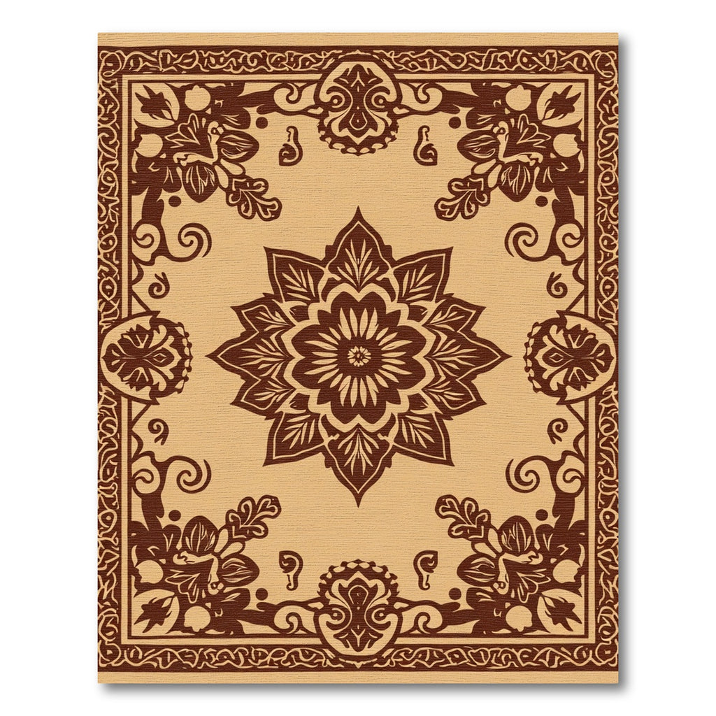 Rich Brown Floral Star Medallion Rug