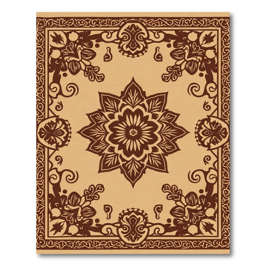 Rich Brown Floral Star Medallion Rug