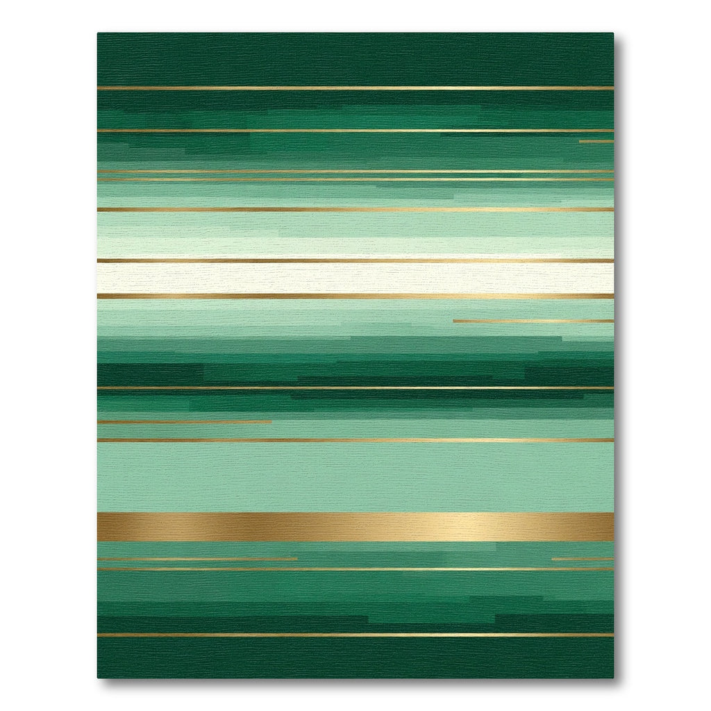 Emerald Graduated Lines Gold Accents Rug