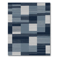 Navy Blue And Gray Rectangular Blocks Rug