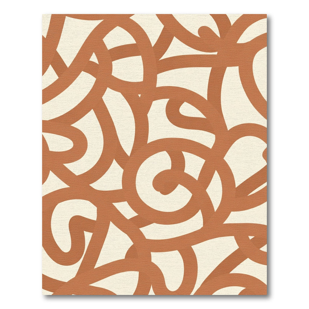 Terracotta Swirl Abstract Line Art Rug