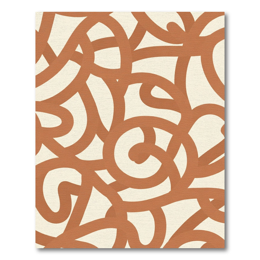 Terracotta Swirl Abstract Line Art Rug