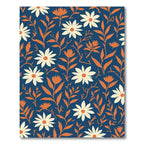Navy Deep Orange Daisy Floral Meadow Rug