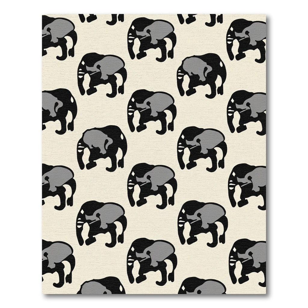 Bold Black Gray Elephant Repeat Rug