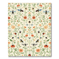 Vibrant Garden Insects Floral Garland Rug