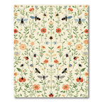 Vibrant Garden Insects Floral Garland Rug