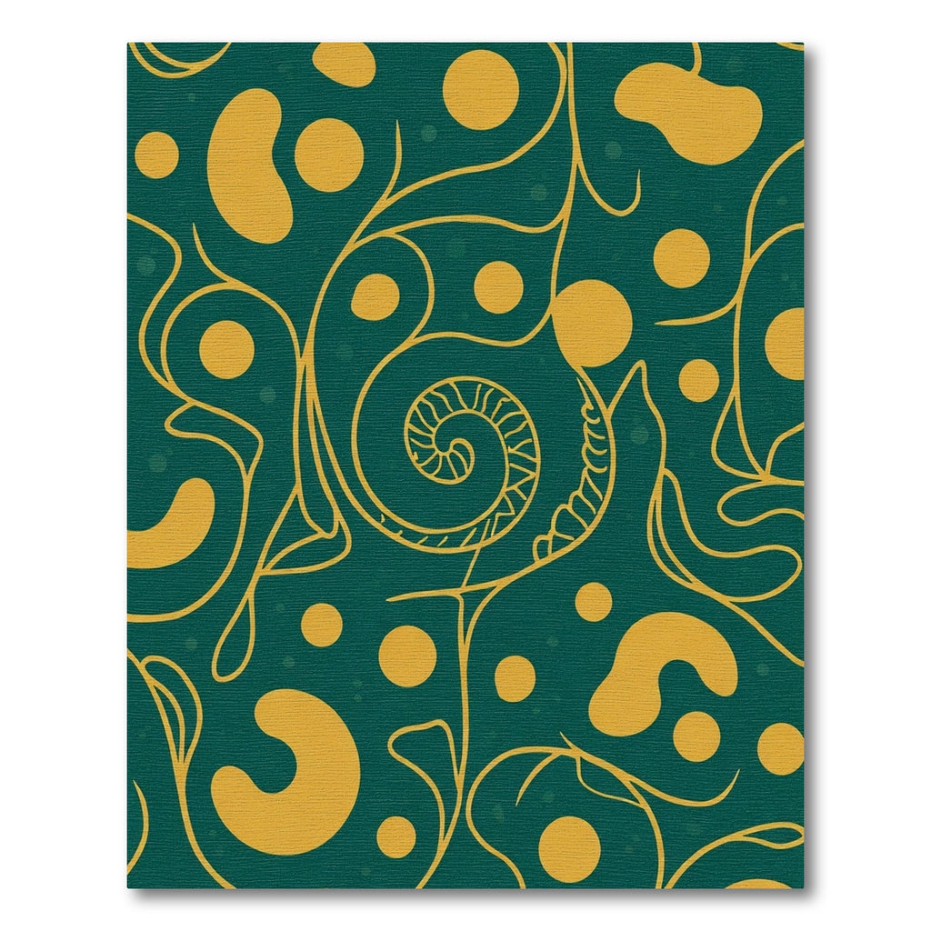 Golden Swirl Abstract Teal Vines Rug