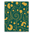Golden Swirl Abstract Teal Vines Rug