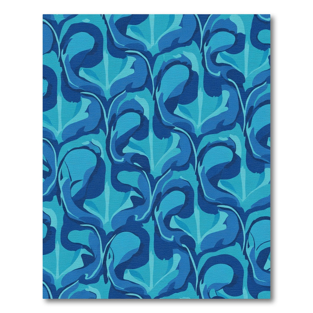 Deep Blue Abstract Organic Wave Rug