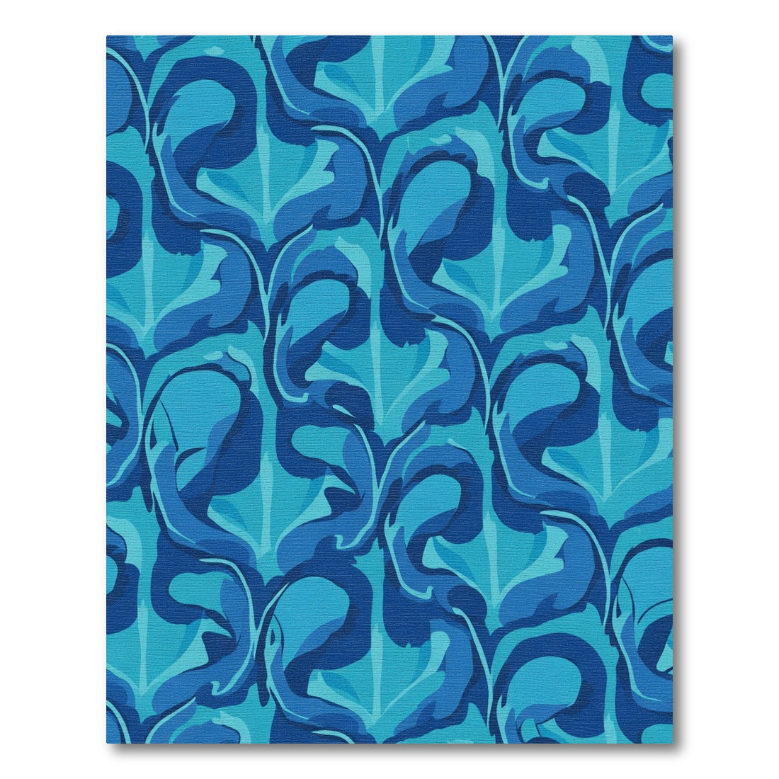 Deep Blue Abstract Organic Wave Rug