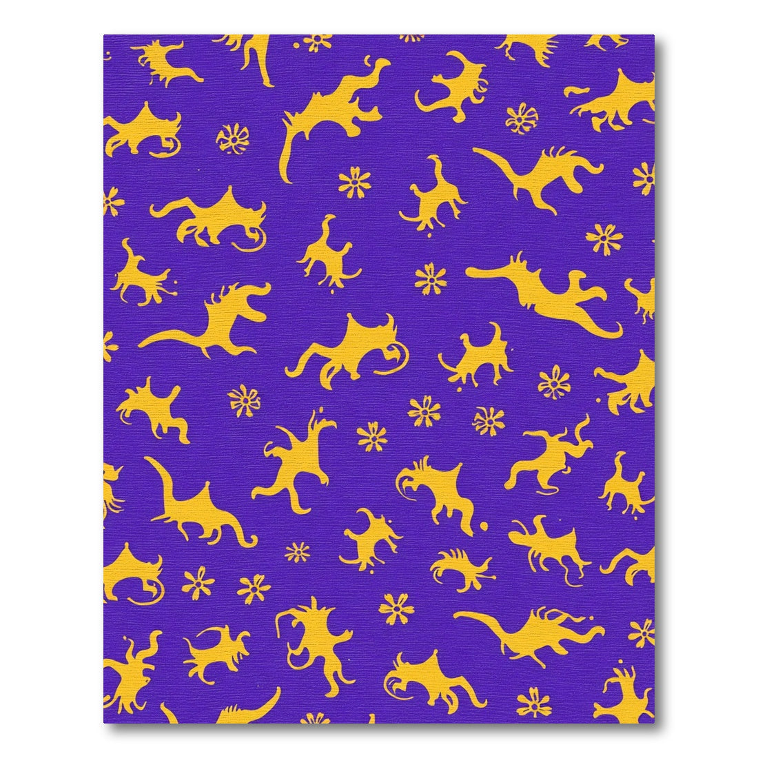 Golden Creatures on Purple Background Rug