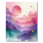 Serene Pink Mountain Cherry Blossom Vista Rug