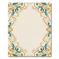 Golden Teal Floral Swirl Medallion Rug