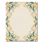 Golden Teal Floral Swirl Medallion Rug
