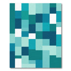 Abstract Teal Geometric Blocks Rug