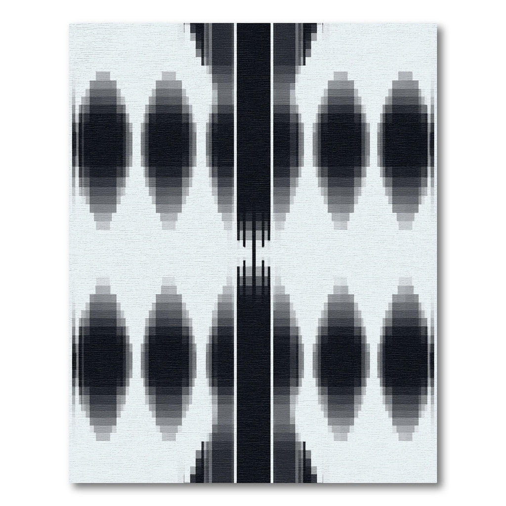 Dark Blue Pixelated Ovals and Stripes Rug