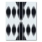 Dark Blue Pixelated Ovals and Stripes Rug